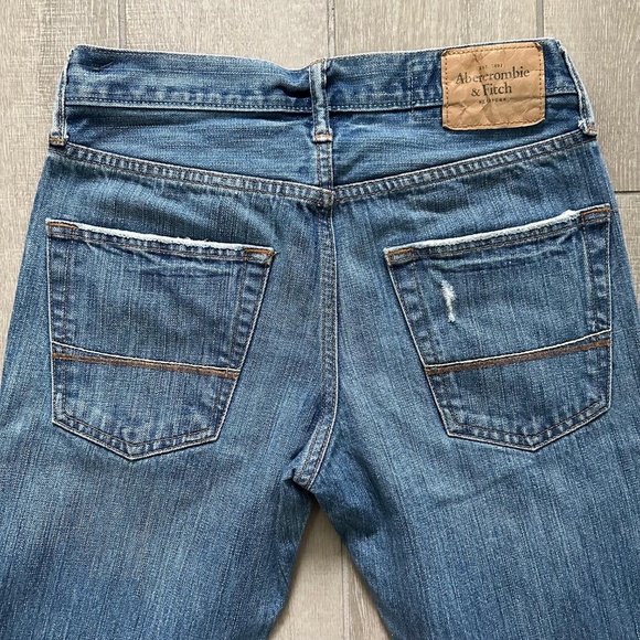 Abercrombie & Fitch Low Rise Slim Boot Button Fly Distressed Jeans Men's 28x30 - Picture 2 of 15